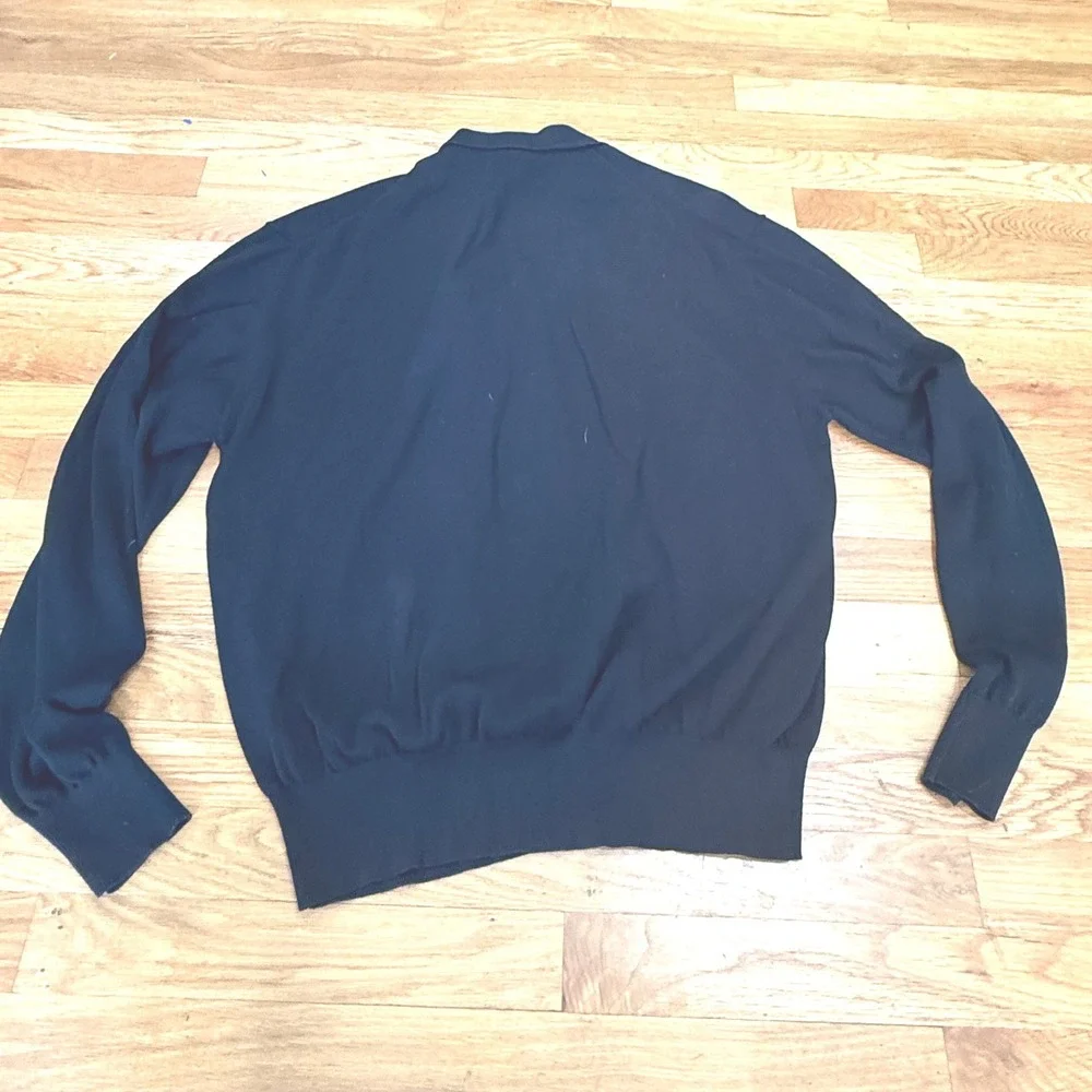 Tulliano‎ Mens Black Silk Cotton Blend Long Sleeve Polo Sweater XL Collared Knit